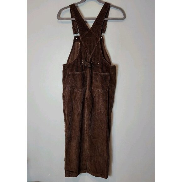 Vtg 90s Express Wide Wale Brown Corduroy Painter Bib Overalls Sz Medium Wide Leg - Picture 7 of 11